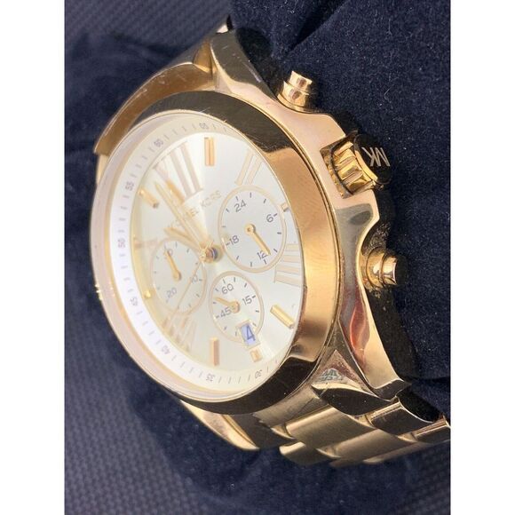 Michael Kors MK5605 Unisex Watch Chronograph Champagne Dial Stainless Steel O650 - Picture 2 of 8